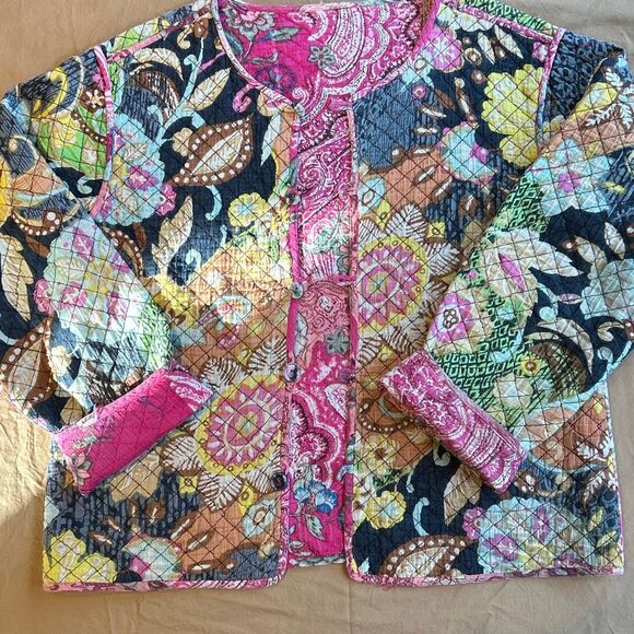 Quilted Kantha Reversible Jacket Woman’s Medium Snowdrop Crewneck - Picture 1 of 12